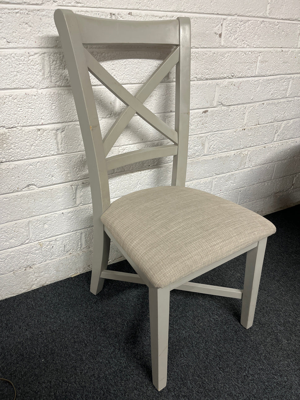 Solid Oak Circular Table with Painted Grey Base & 4 matching chairs 1225