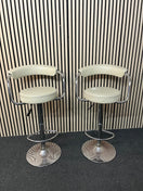 Switch Pair of cream height adjustable breakfast bar stools with chrome bases  43396 2 image