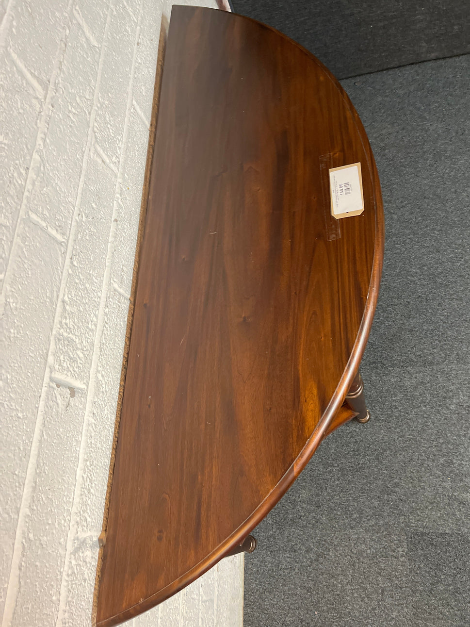 Large solid mahogany half moon console table  with base shelf (H 85 x W 150 x D 50 cm) 2225