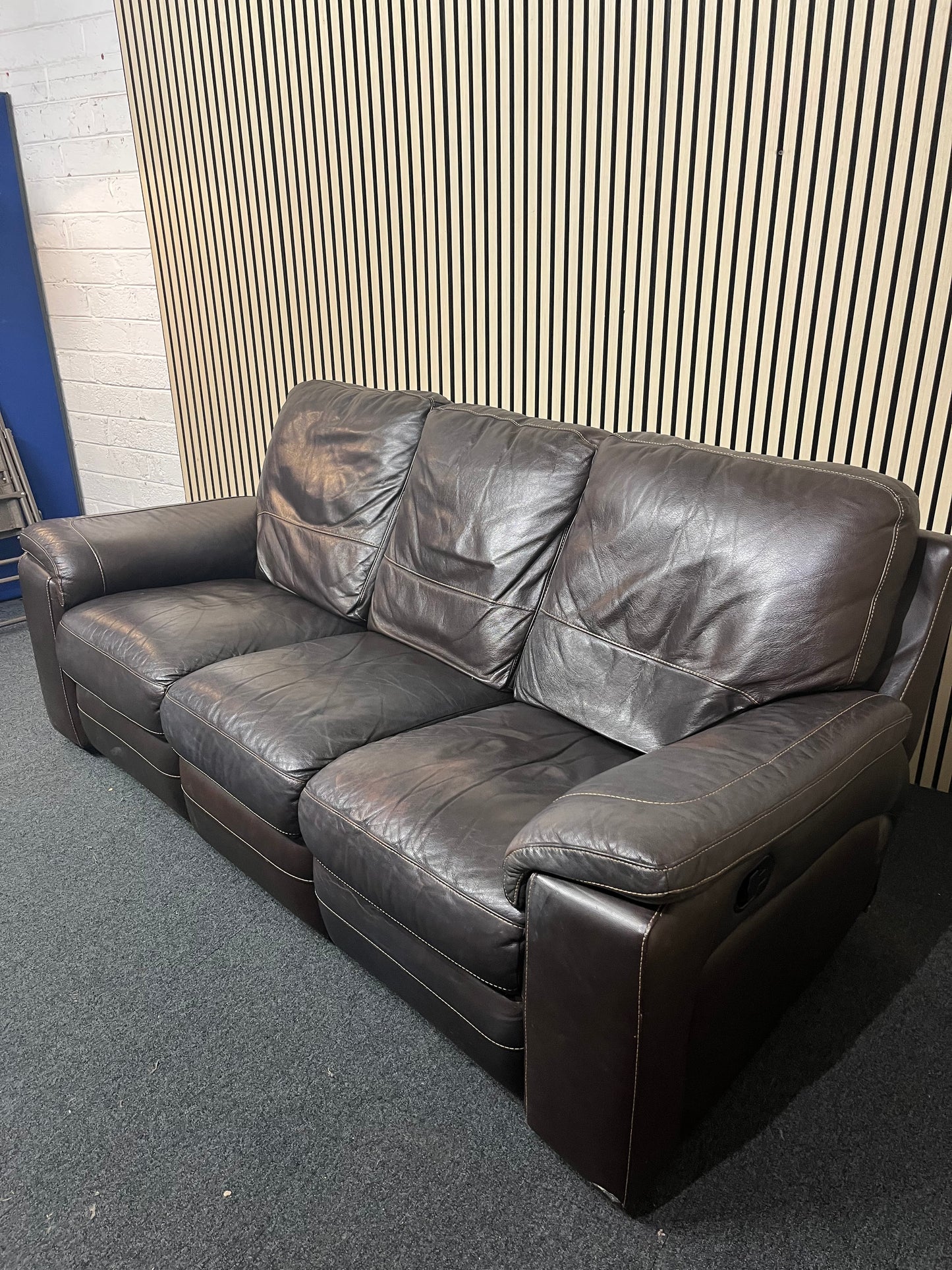 3+1+1 real brown leather recliner suite 2325