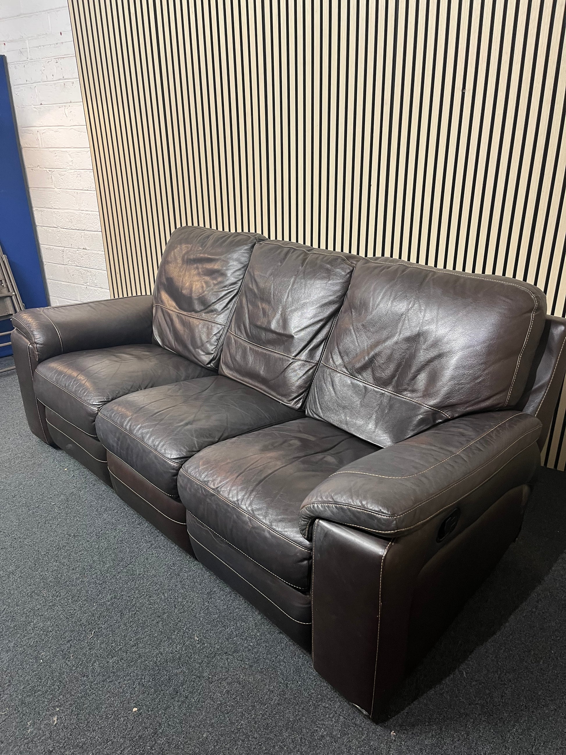 3+1+1 real brown leather recliner suite 2325