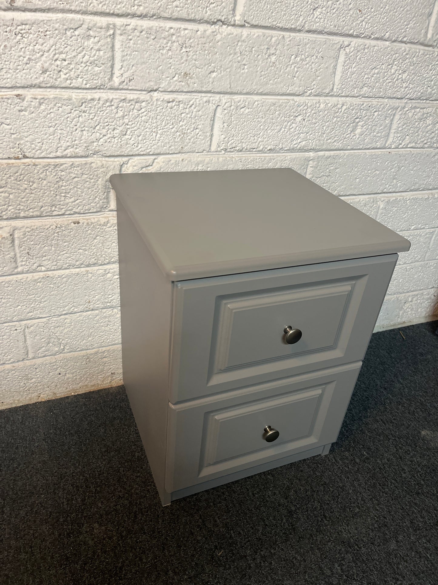 Dark grey foil wrapped laminate 2 drawer bedside locker (420Wx595Dx555H) 2225