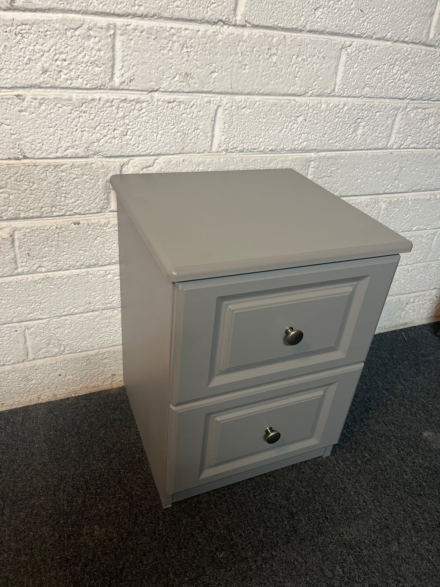 Dark grey foil wrapped laminate 2 drawer bedside locker (420Wx595Dx555H) 2225