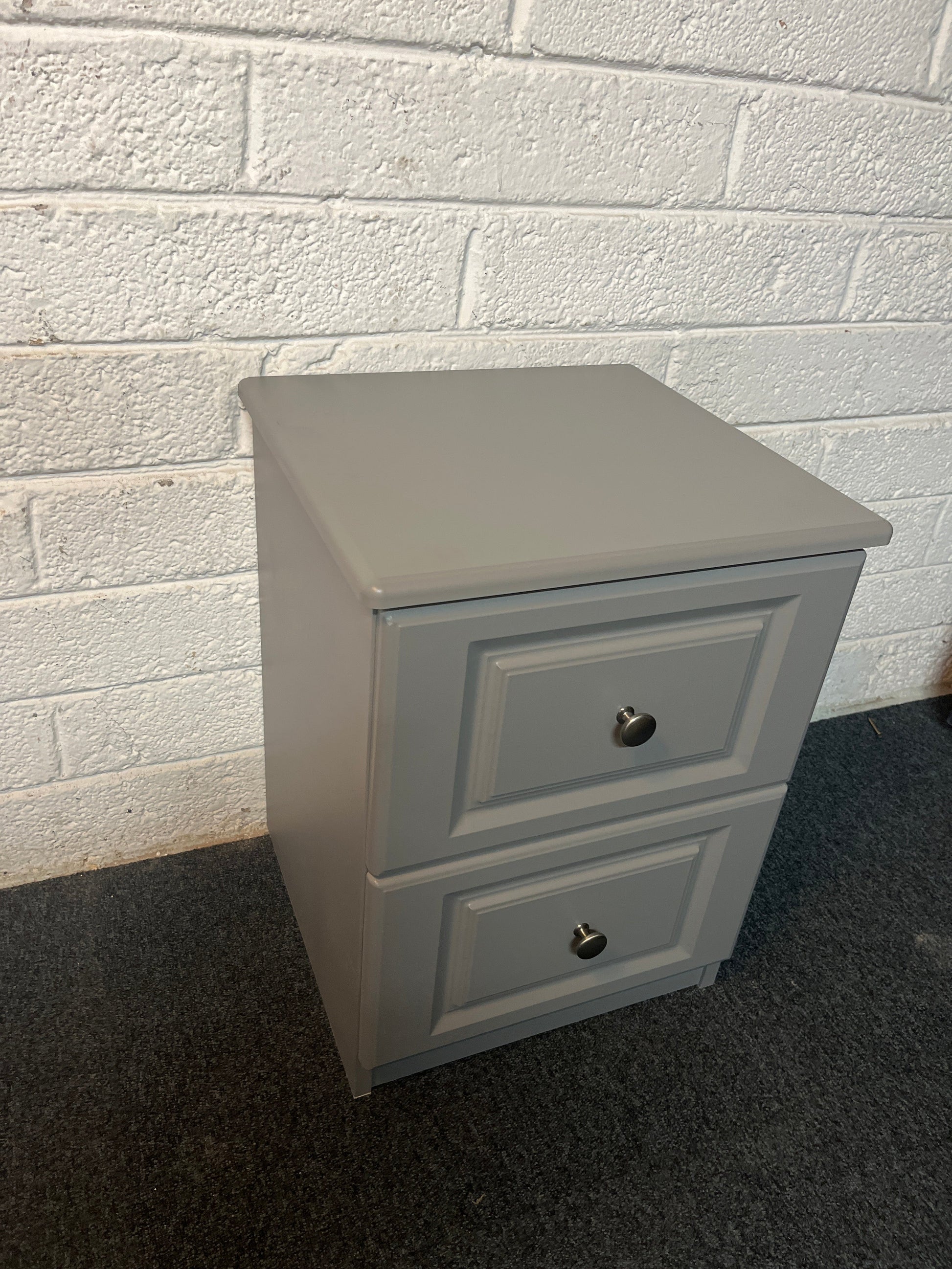 Dark grey foil wrapped laminate 2 drawer bedside locker (420Wx595Dx555H) 2225