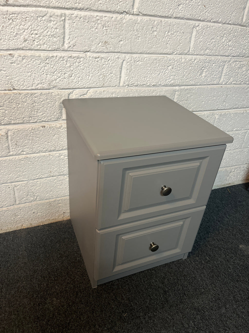 Dark grey foil wrapped laminate 2 drawer bedside locker (420Wx595Dx555H) 2225
