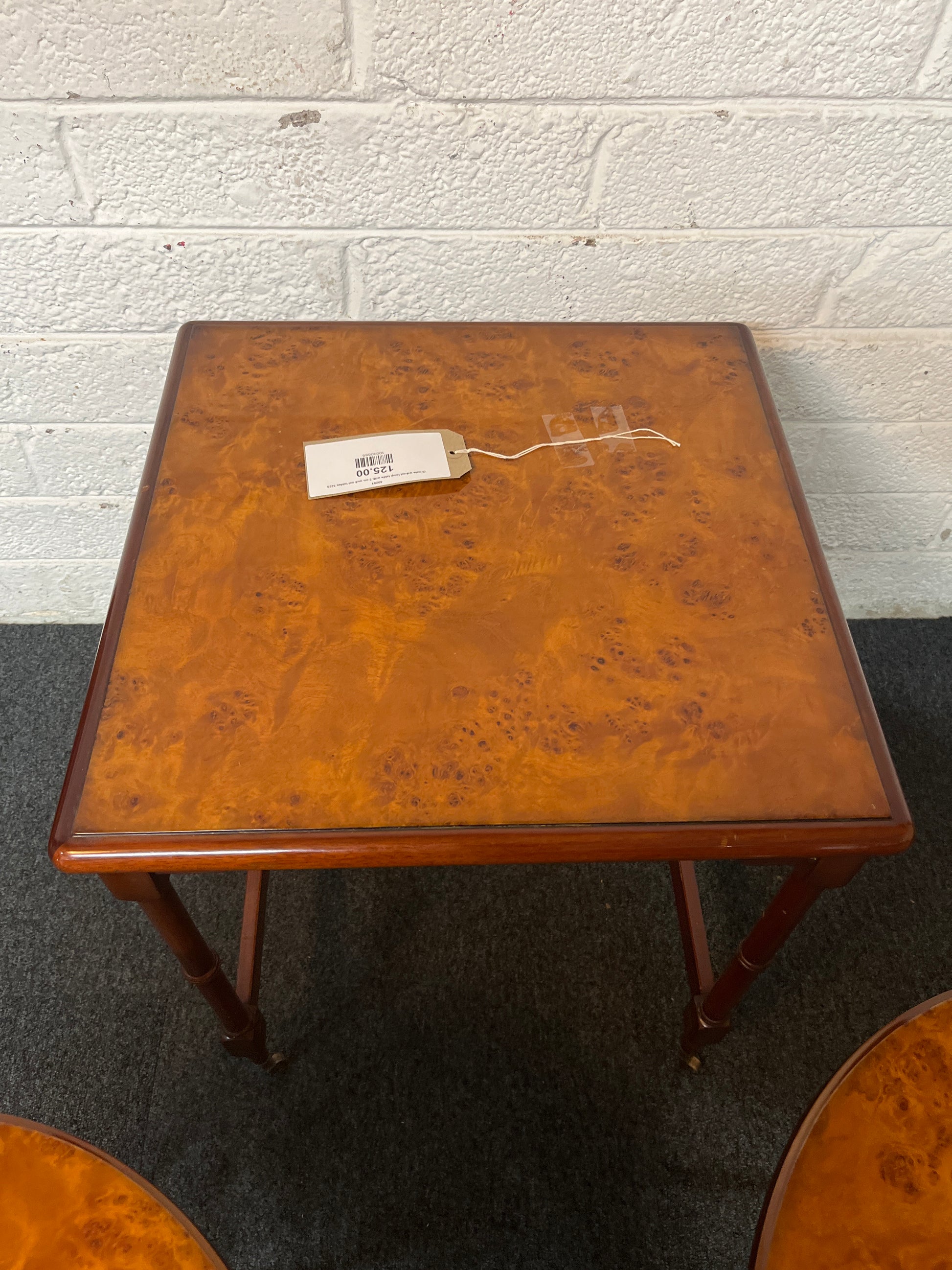 Ornate walnut lamp table with 2 no. pull out tables 3225