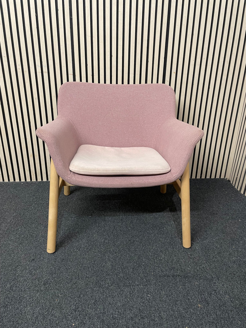 Modern style armchair with pink fabric and wooden frame  44796