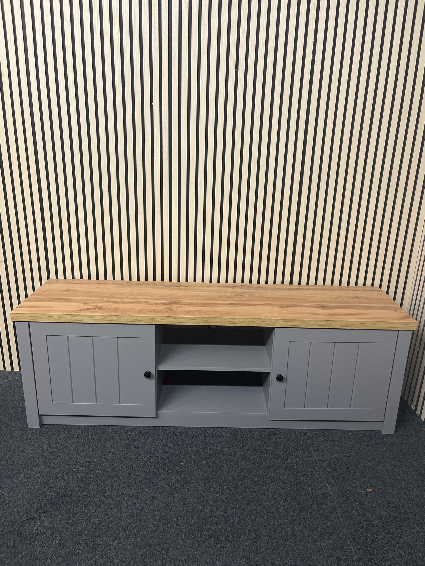 Oak and grey laminate Long 2 door tv unit  3325