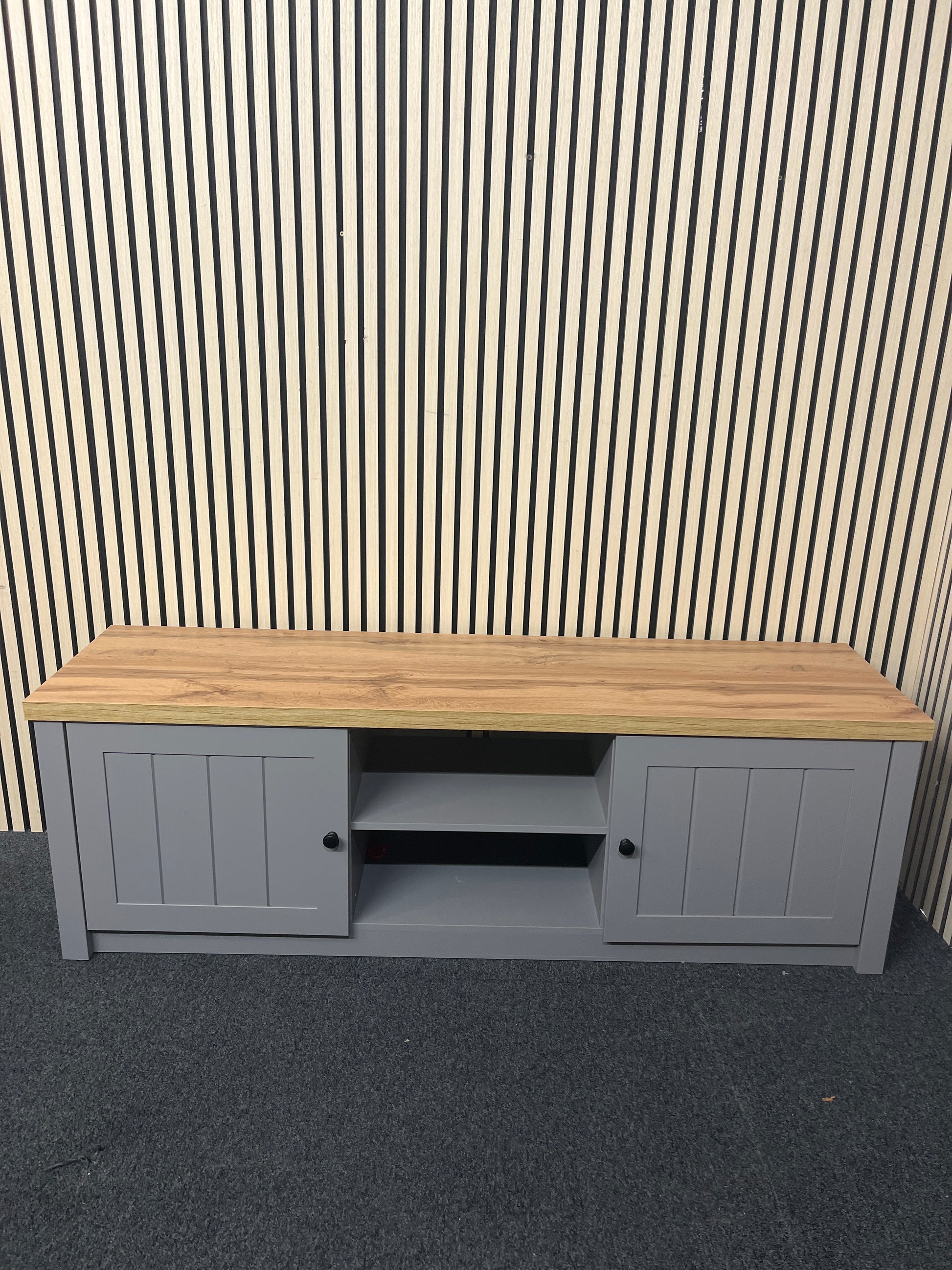 Oak and grey laminate Long 2 door tv unit  3325