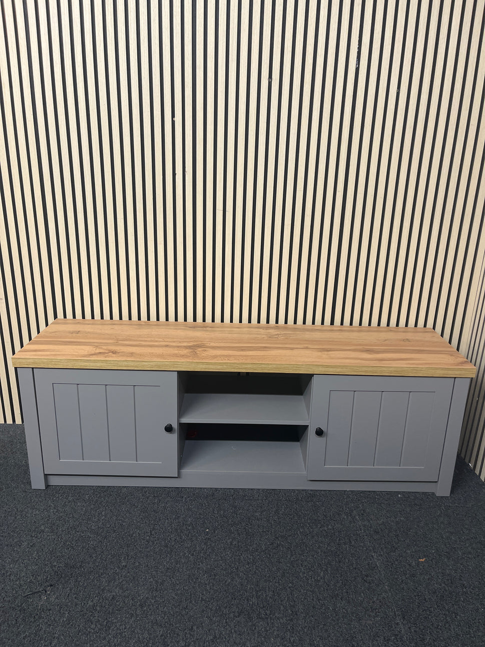 Oak and grey laminate Long 2 door tv unit  3325