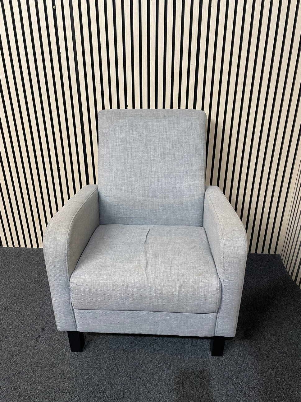 Light grey upholstered armchair 3126