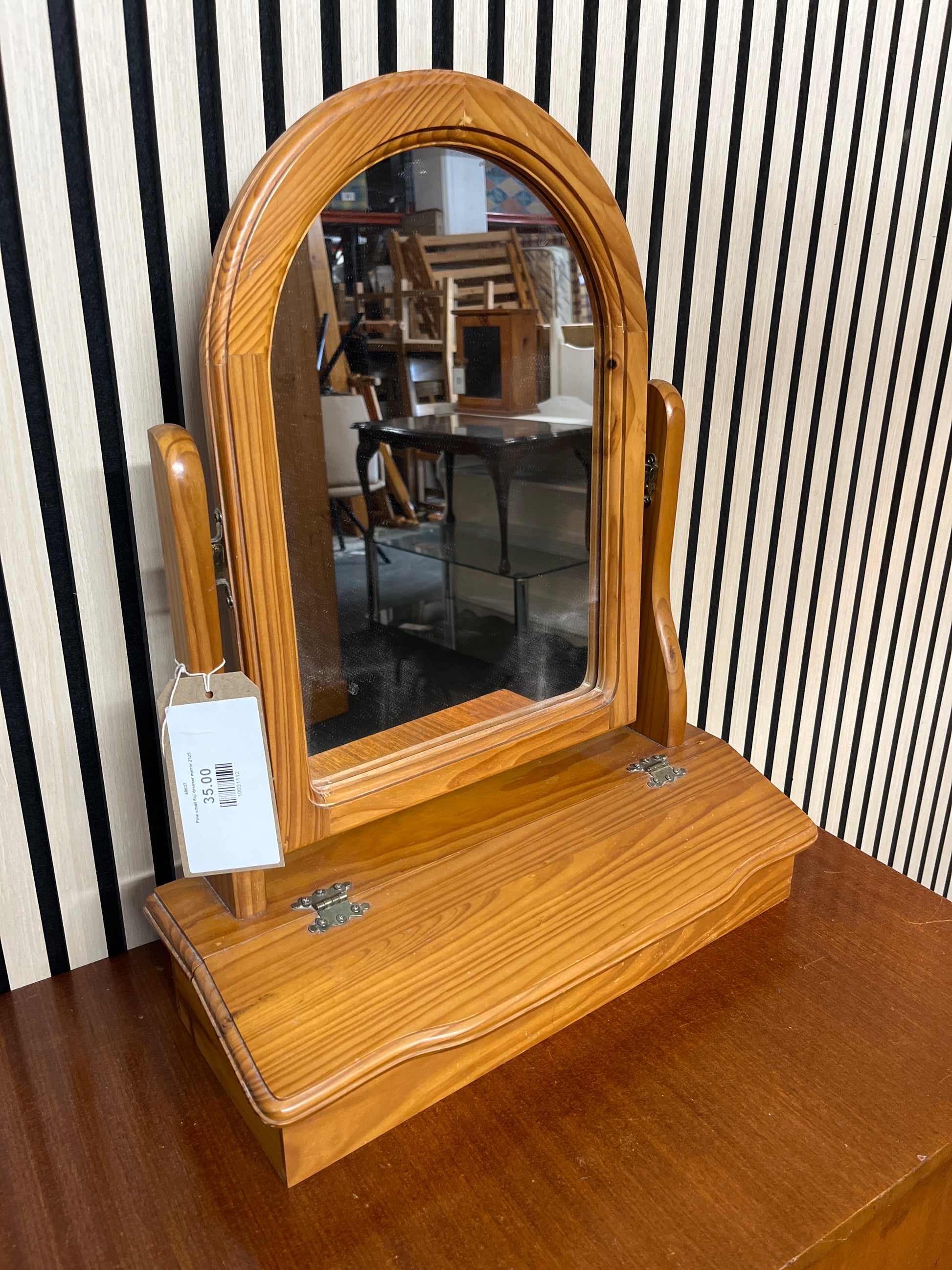 Pine small flip dresser mirror 2325