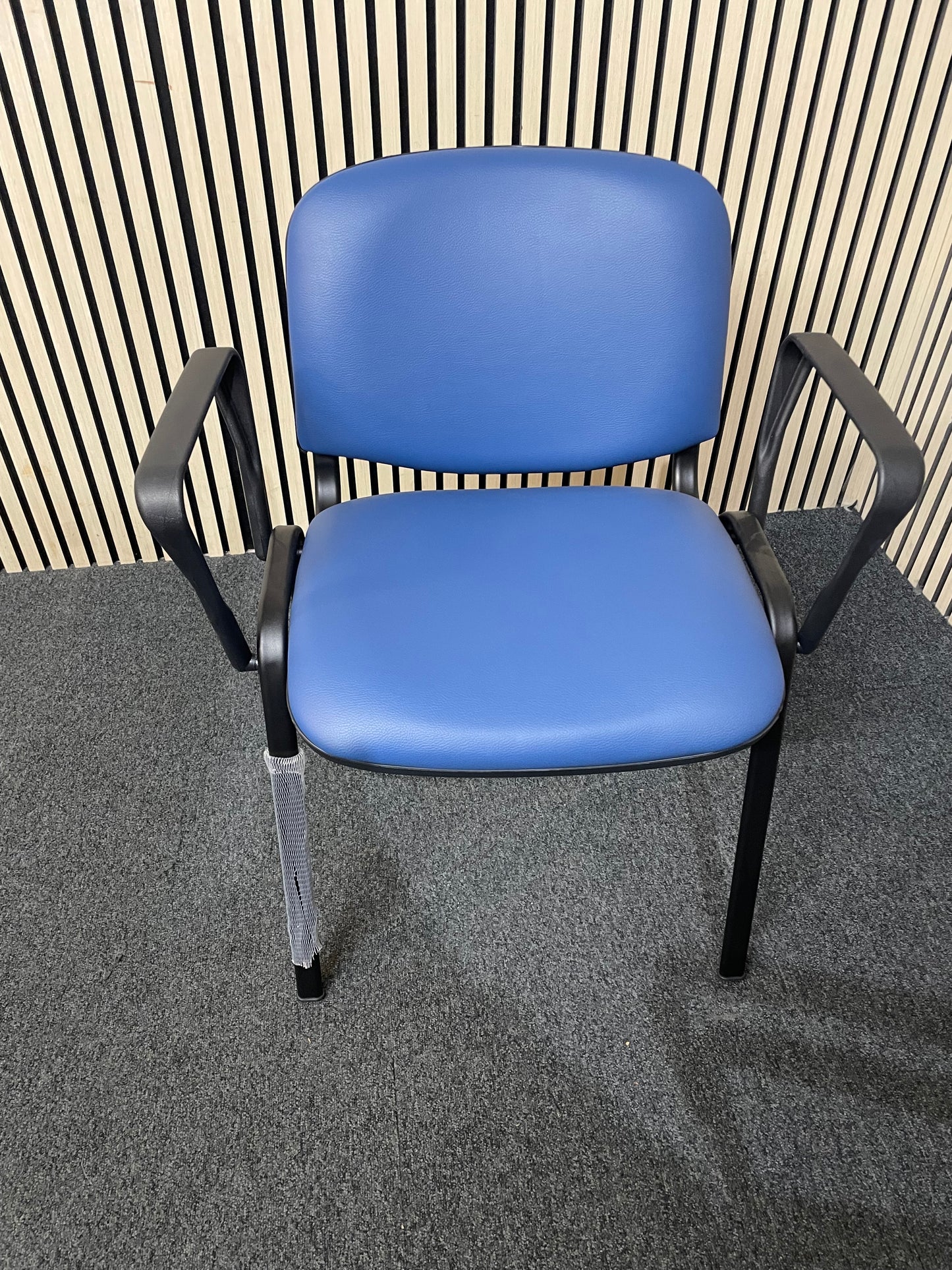 NEW Taurus Blue framed stacking meeting chair with blue vinyl seat and back. PRICE INC VAT.