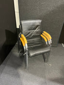 Switch Black leatherette chrome framed stacking chair with wooden arms  1425 3 image