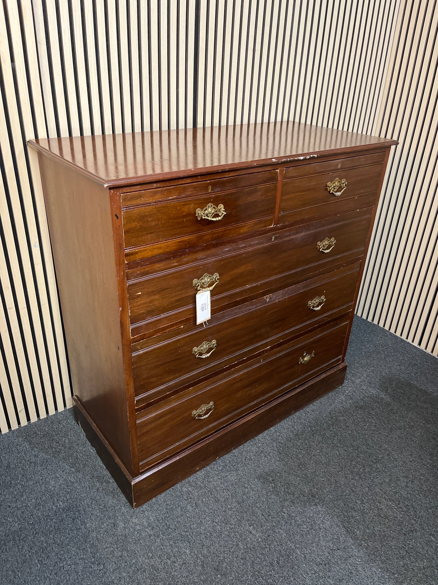Antique mahogany 3+2 tall chest of drawers (H 121 x W 122 x D 58 cm) 2425
