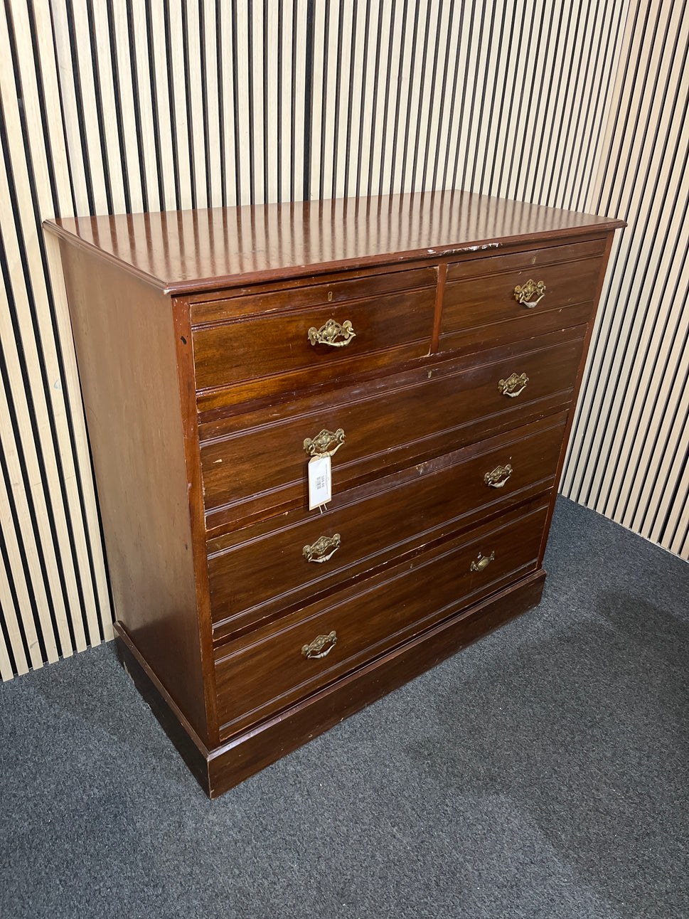 Antique mahogany 3+2 tall chest of drawers (H 121 x W 122 x D 58 cm) 2425