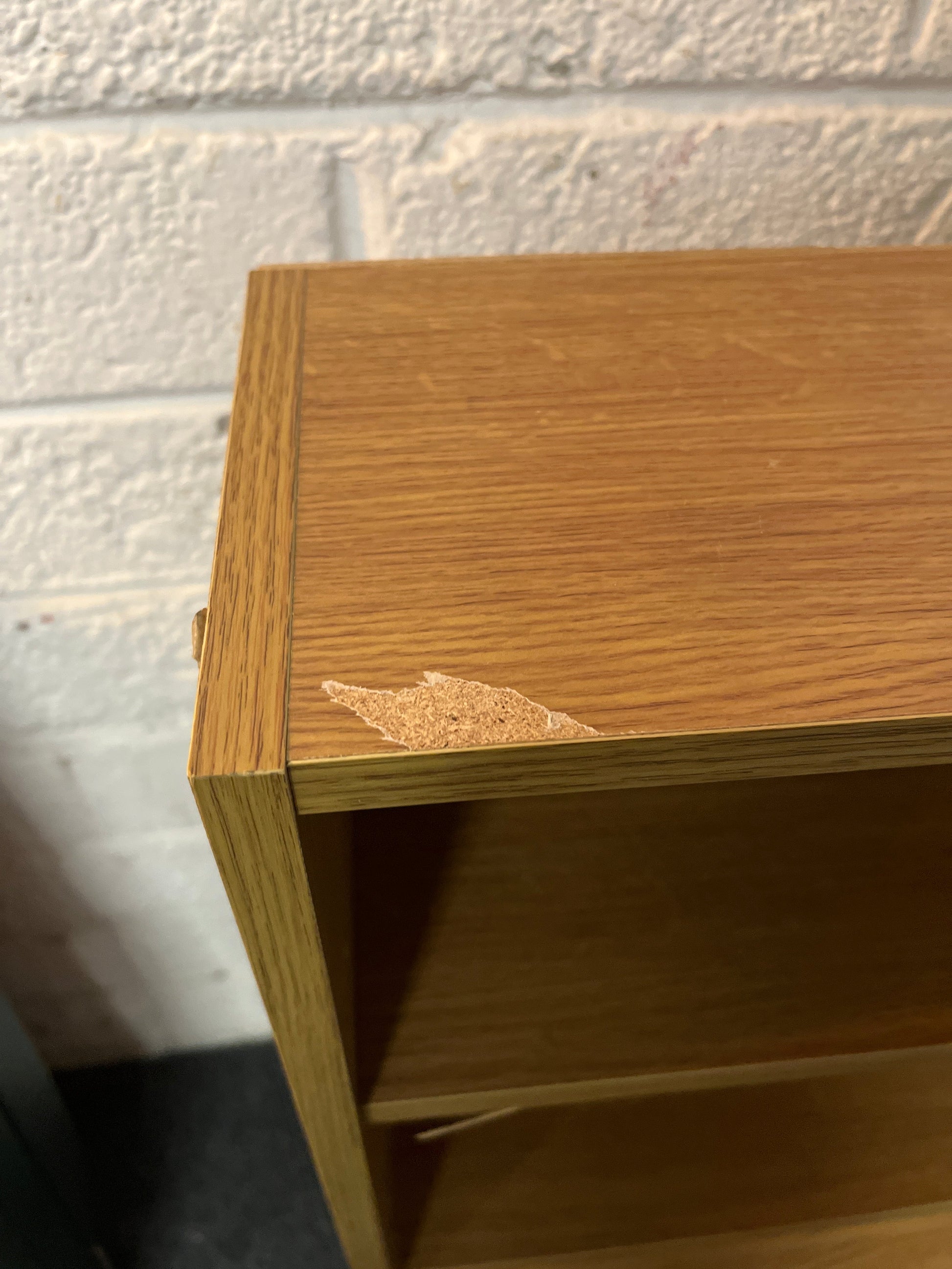Small oak laminate slim bookcase 2225