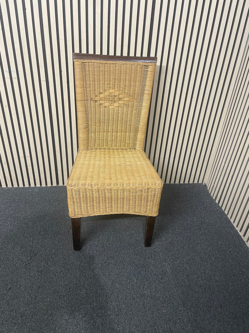 Rattan dining chair with dark wood stained top  44620