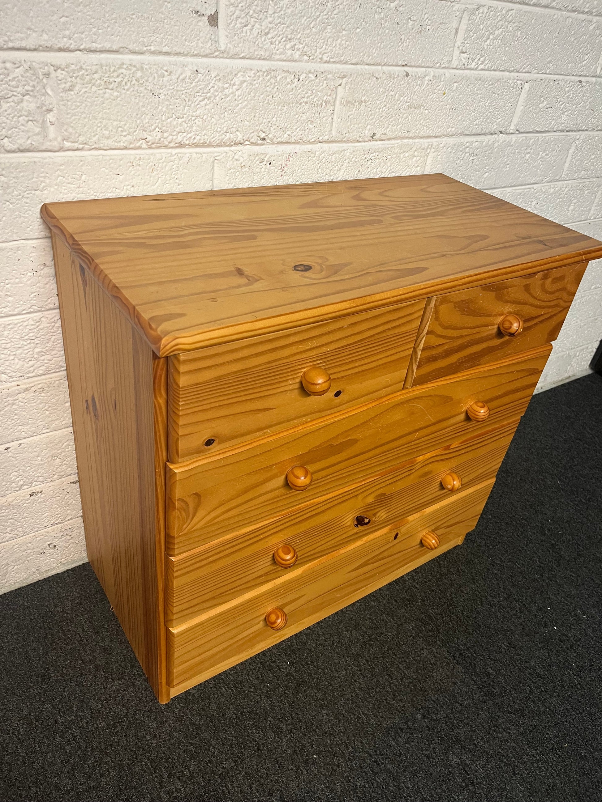 3+2 solid pine chest of drawers (H 75 x W 79 x D 40 cm) 2225