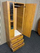Switch Tall Teak laminate 1 door 3 drawer wardrobe with mirror (H 178 x W 58 x D 46 cm) 2325 3 image