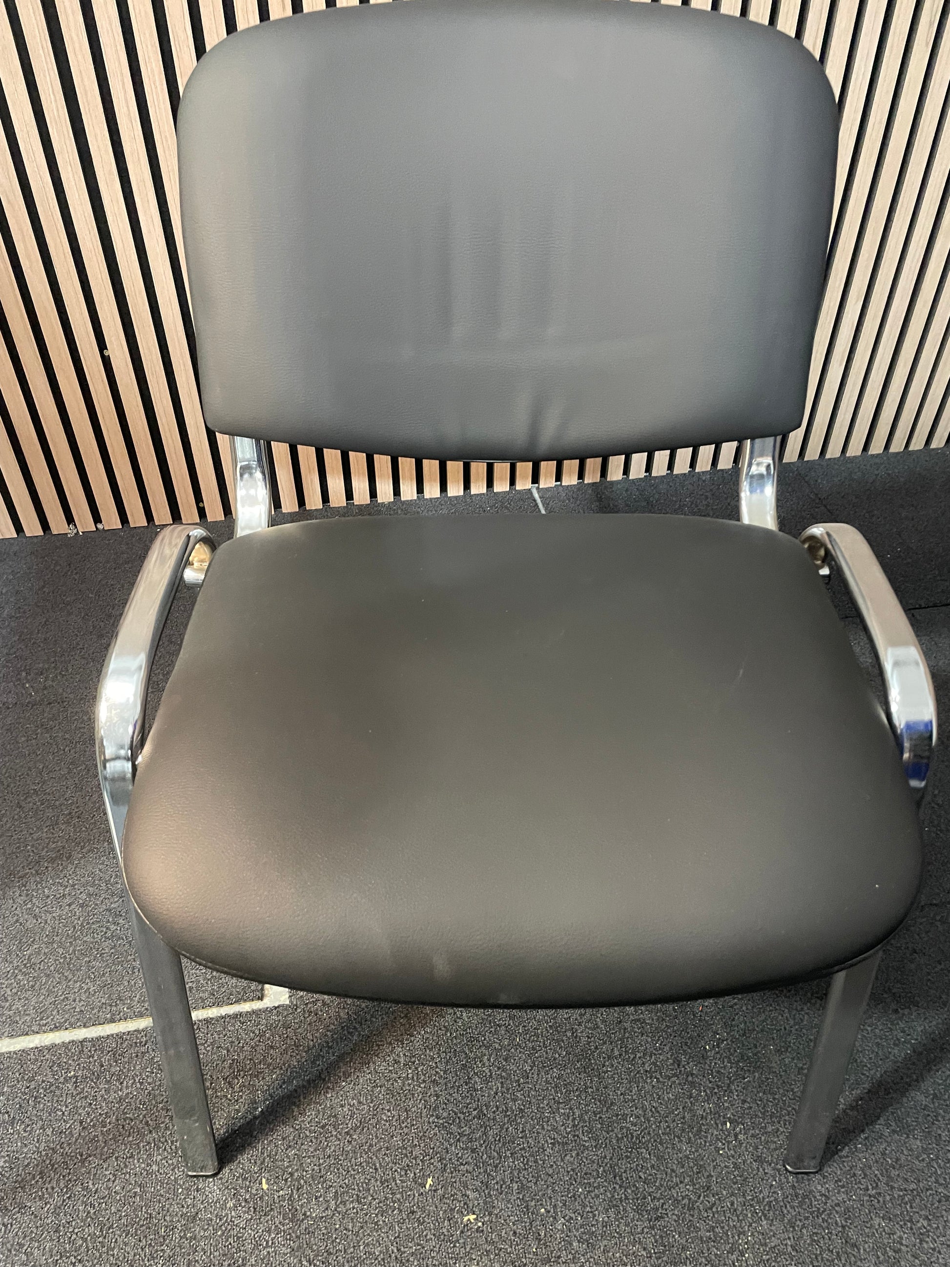 Chrome frame stackable chair black Eco leather