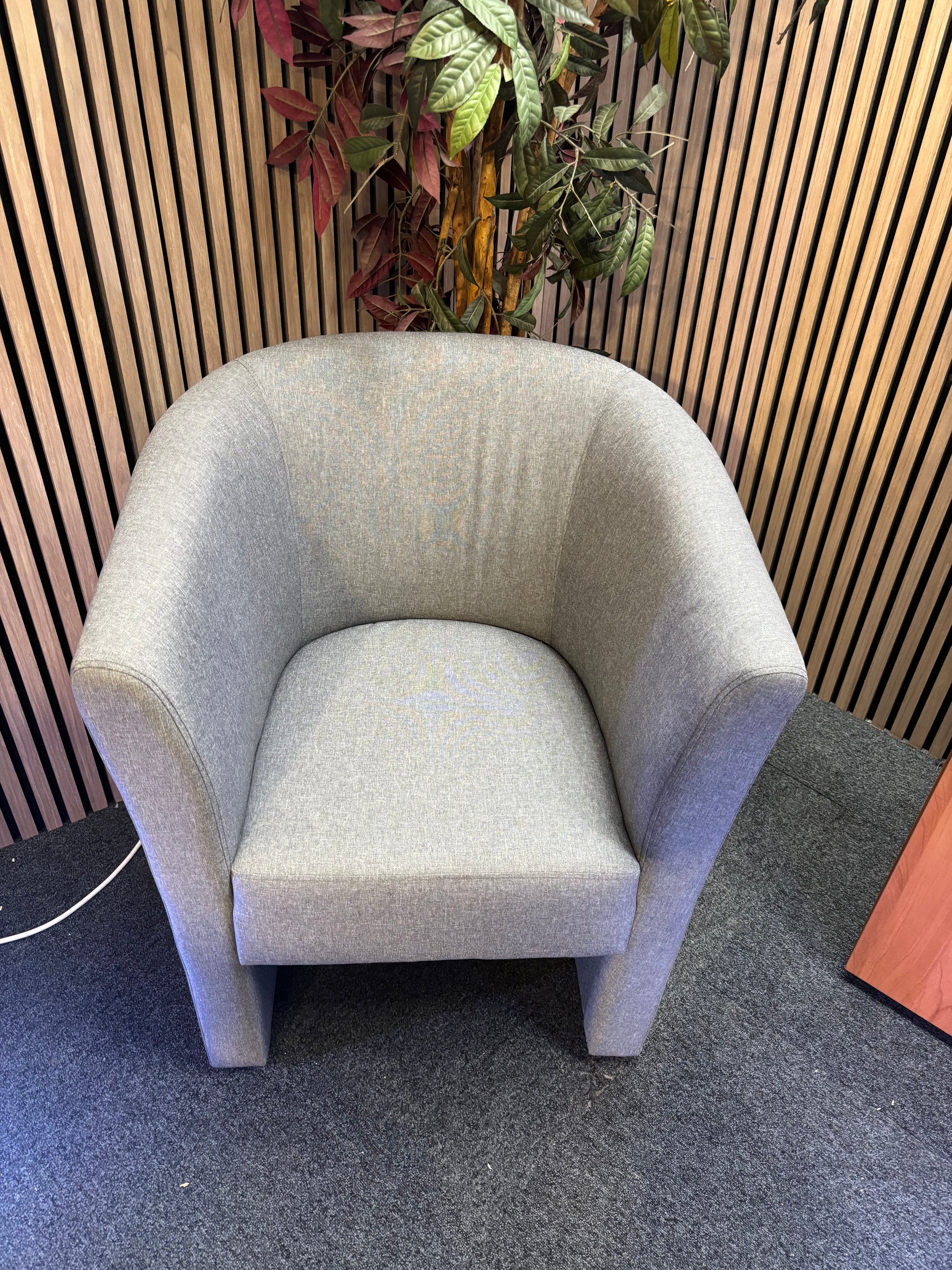 Luxe single fabric tub chair in grey - Ex Demo, out of box