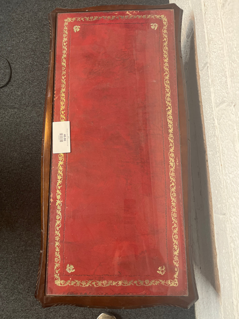 Mahogany coffee table with glass top  1325
