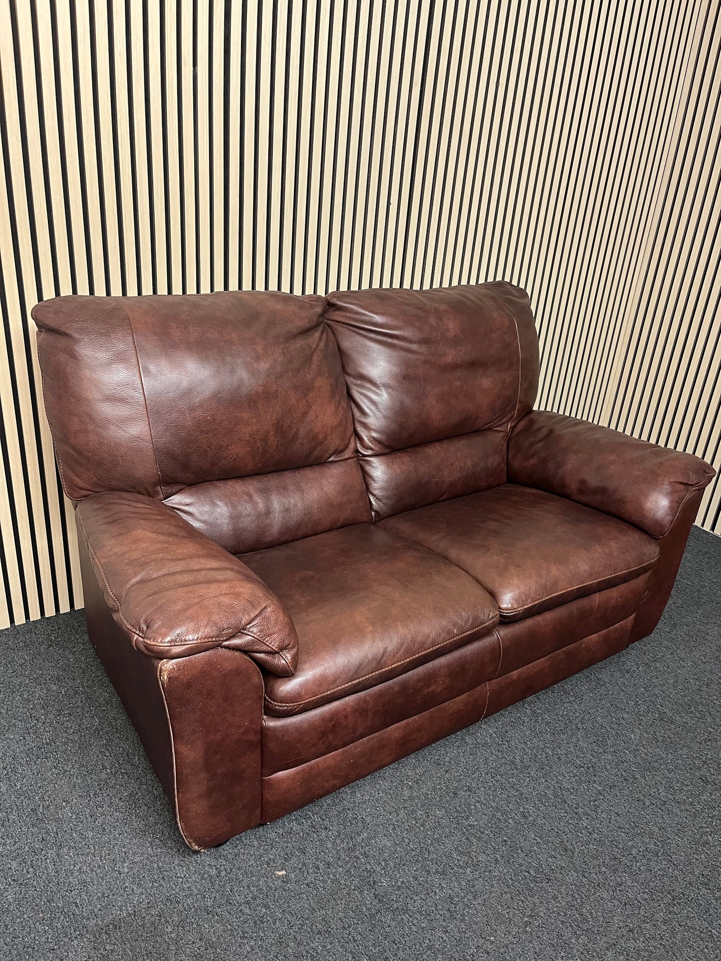 Brown leather 2 seater sofa   2325