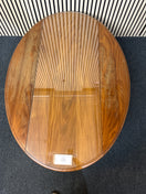 Switch Solid oval low dark wood stained ornate coffee table (H 45 x W 135 x D 96 cm) 2425 2 image