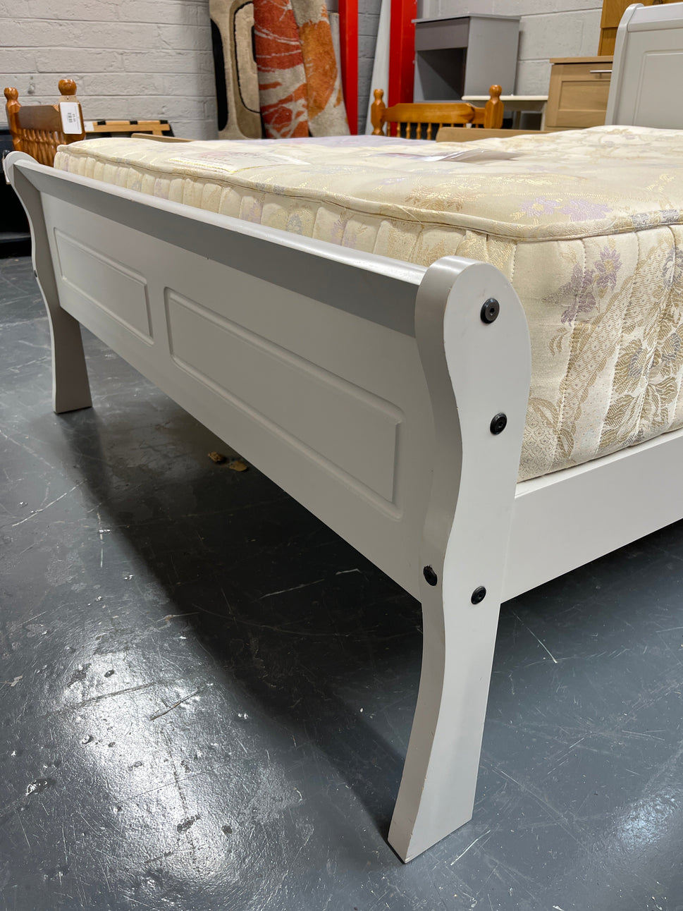 4ft 6 grey sleigh bed frame 2225
