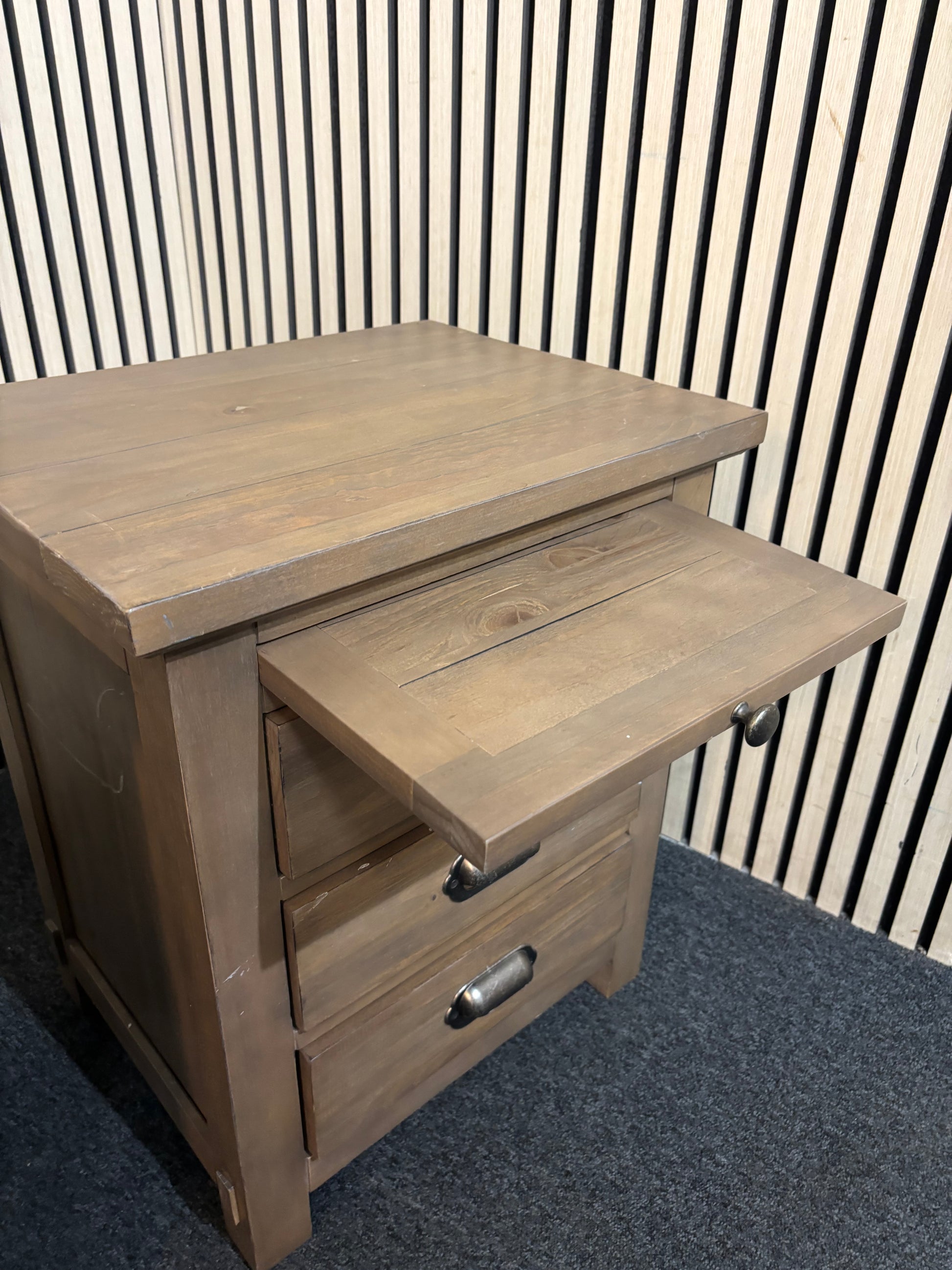 Solid grey oak 3 drawer bedside locker (SET OF 2) 2226