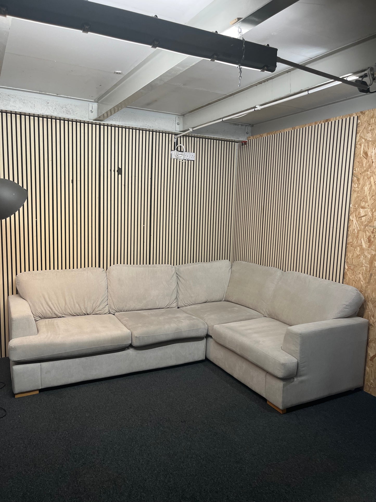 Large DFS Freya corner suite in oatmeal fabric (Widths 275 x 210 cm) 43520