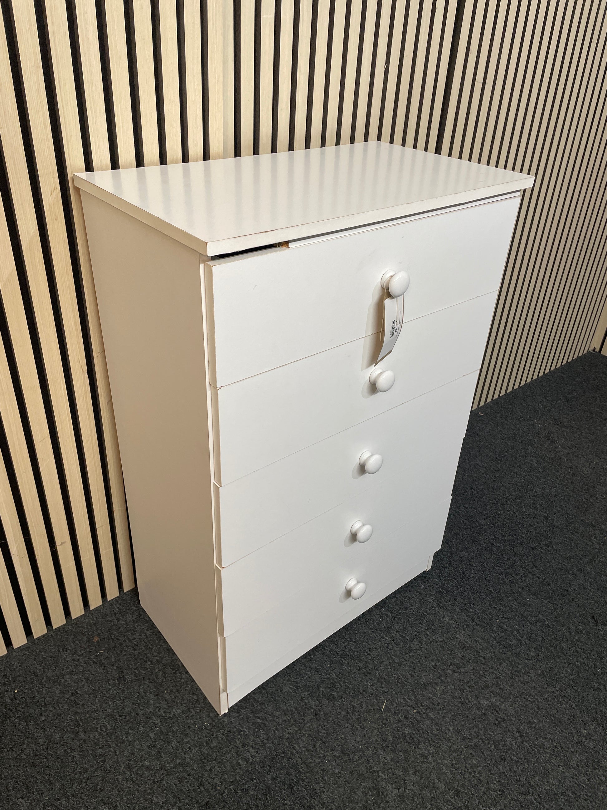 White laminate 5 drawer chest 2425