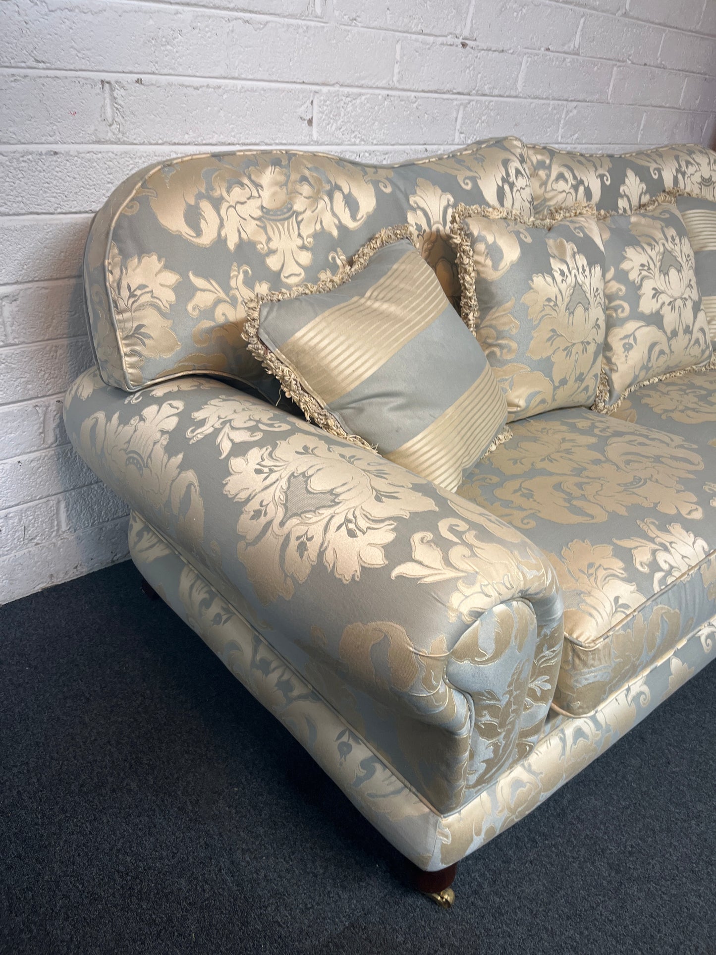 3+2 finline blue mixed fabric suite, brass castors, solid wood frame 3225