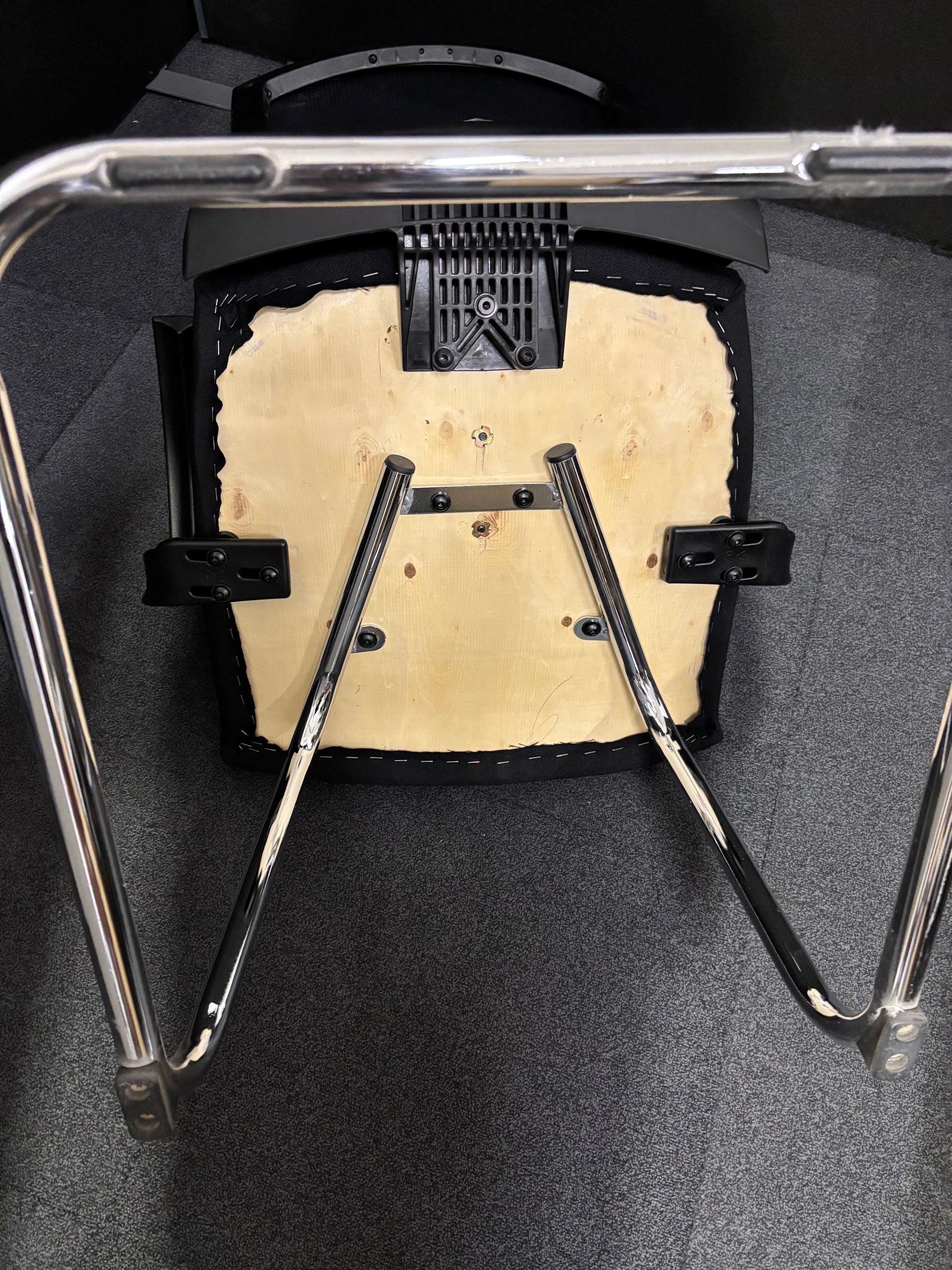 BRAND New Waverley black mesh back, black fabric seat, chrome framed cantilever meeting chair with black arms (Price Inc VAT)
