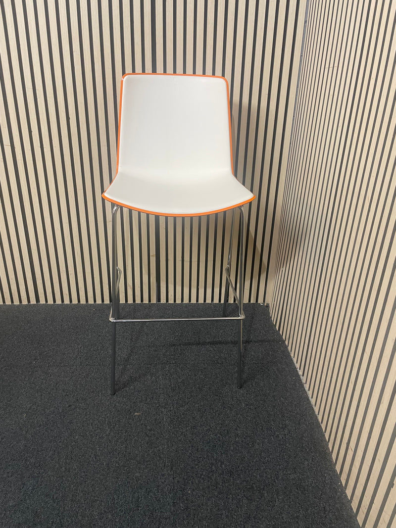 white and orange polypropelene breakfast bar stool  44691