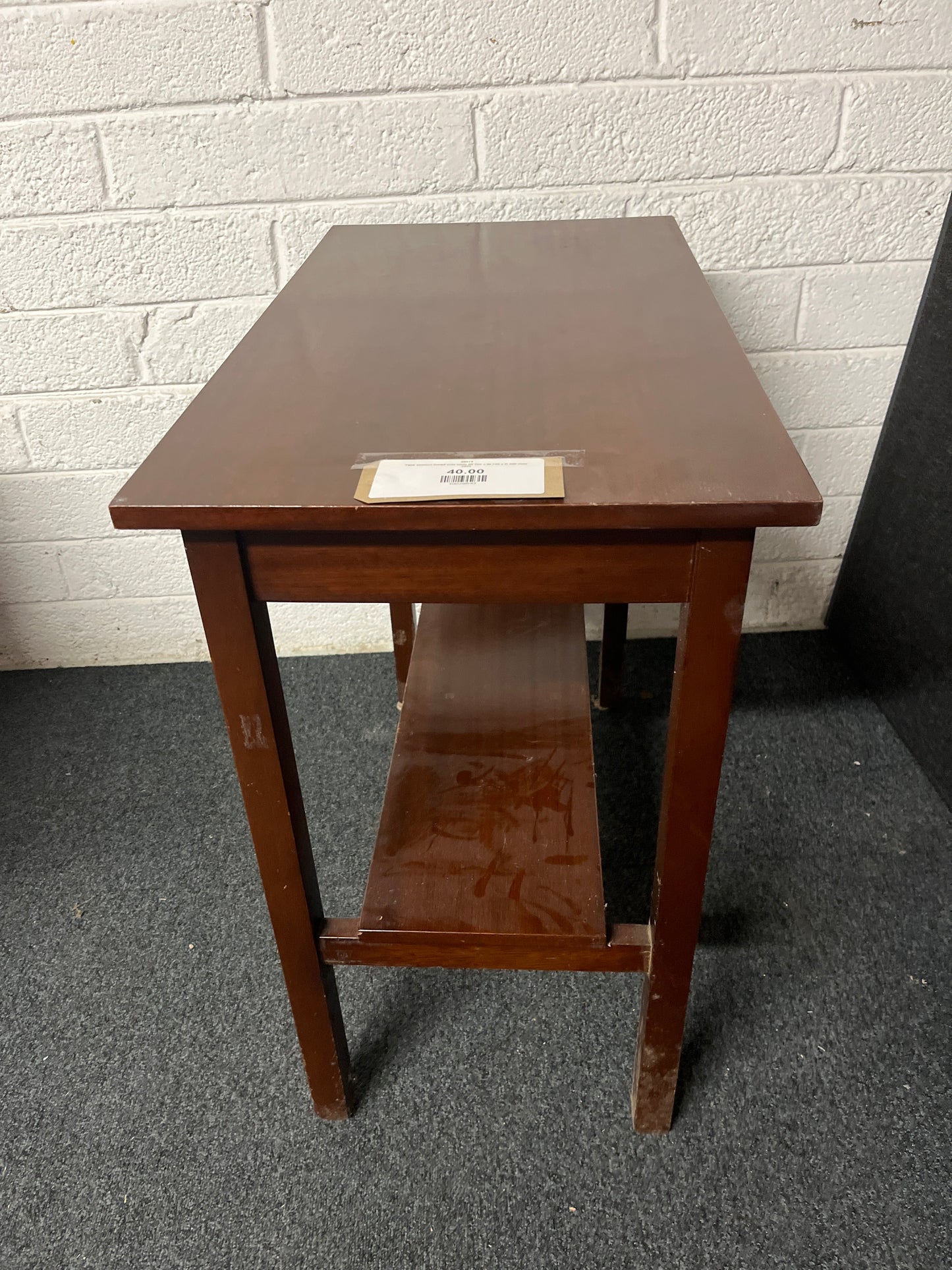 Teak stained tiered side table (H 700 x W 740 x D 400 mm) 2225
