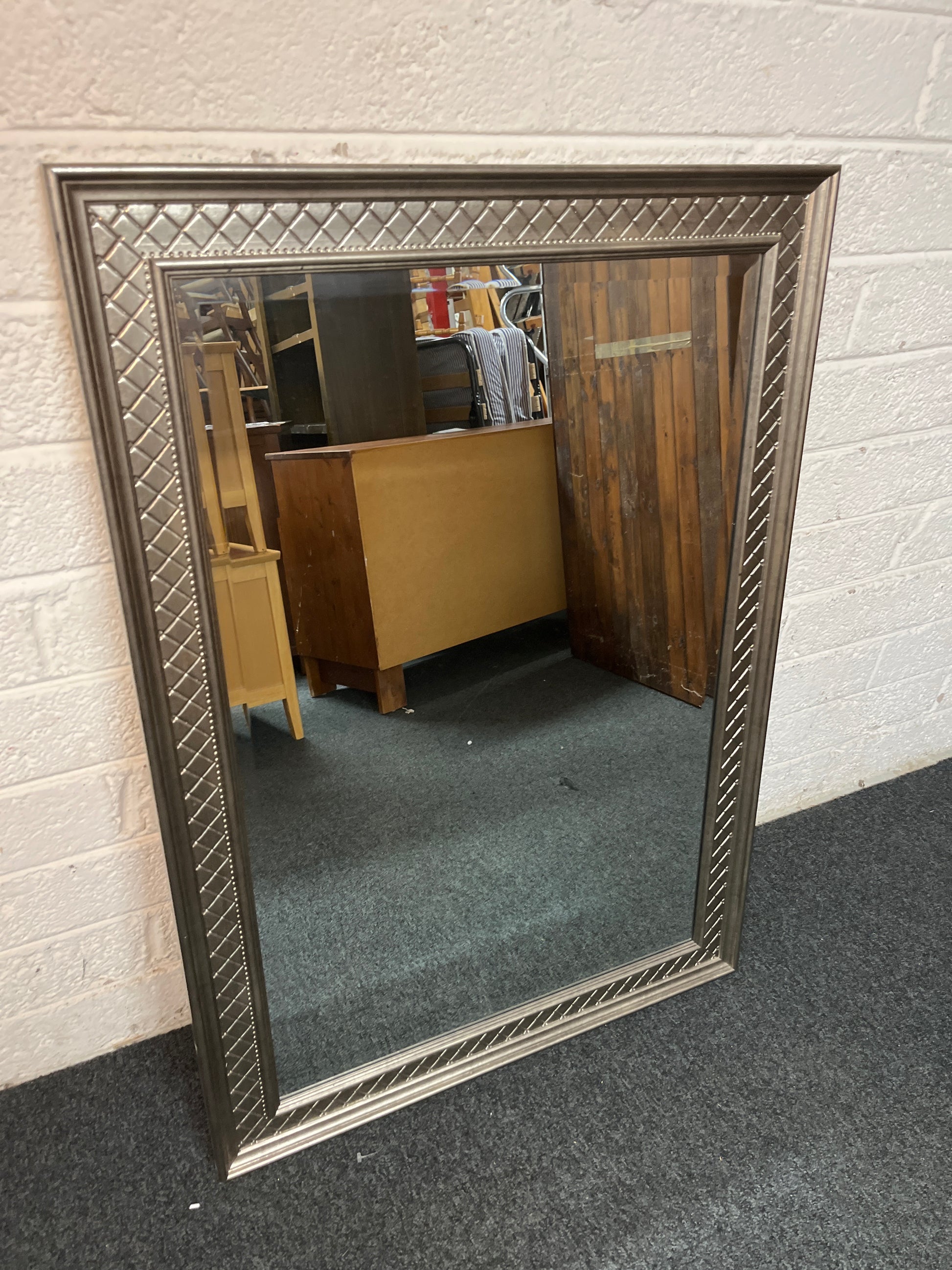 Ornate silver framed square mirror (L 105 x W 75 cm) 1325