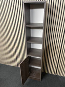 Grey oak laminate tall slim storage unit with base door 35Wx32Dx181H  44545