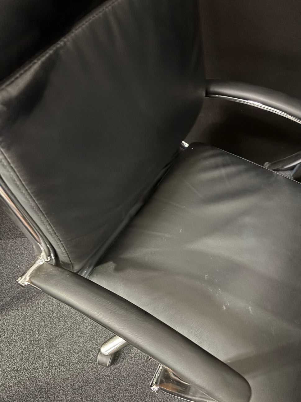 Florence high back executive chair -  black faux leather with fixed arms