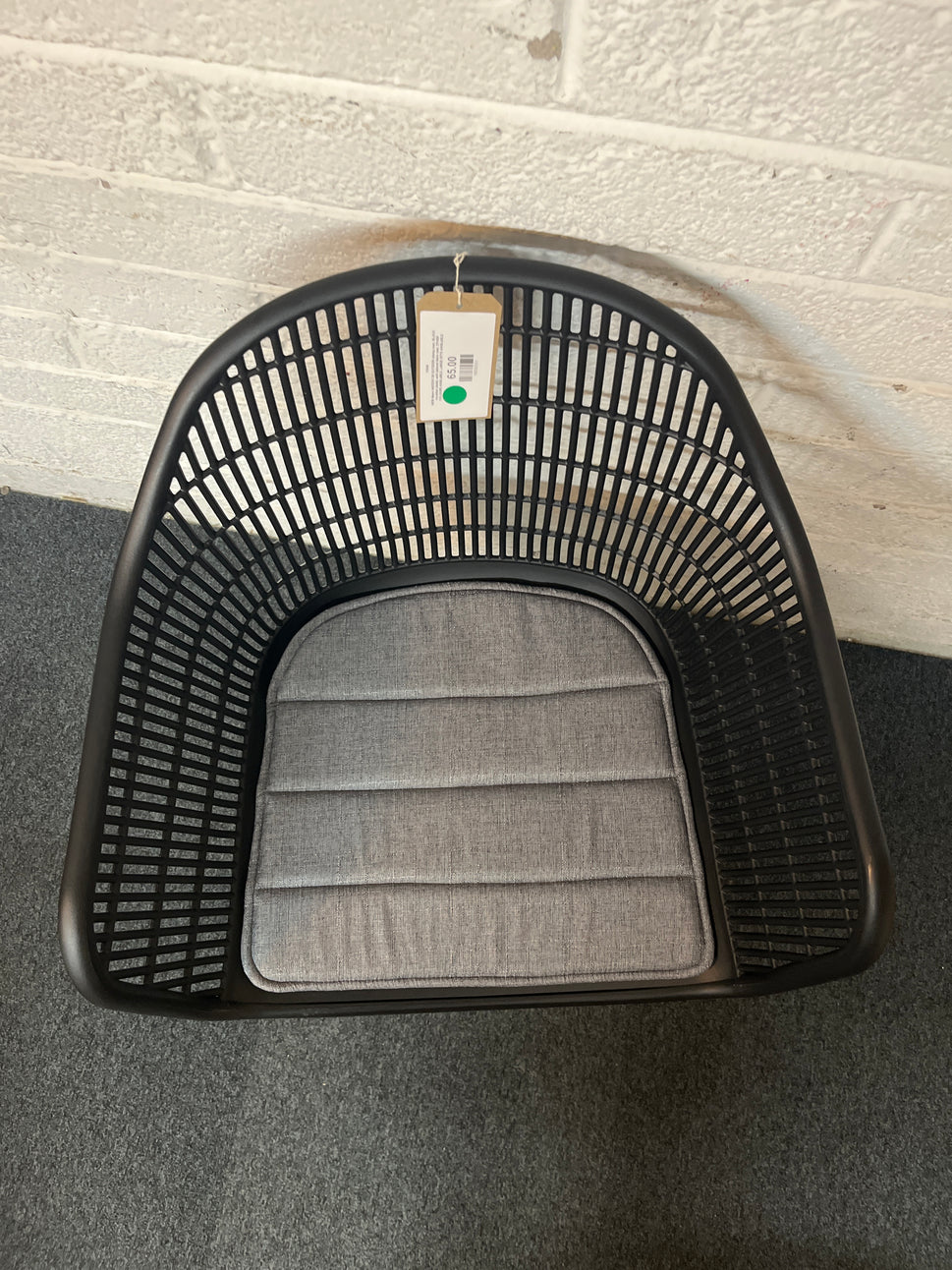 NEW Metro INDOOR OR OUTDOOR dining chair, BLACK moulded plastic with tailored fabric seat. OTHER COLOURS AVAILABLE. LARGE QTYS AVAILABLE