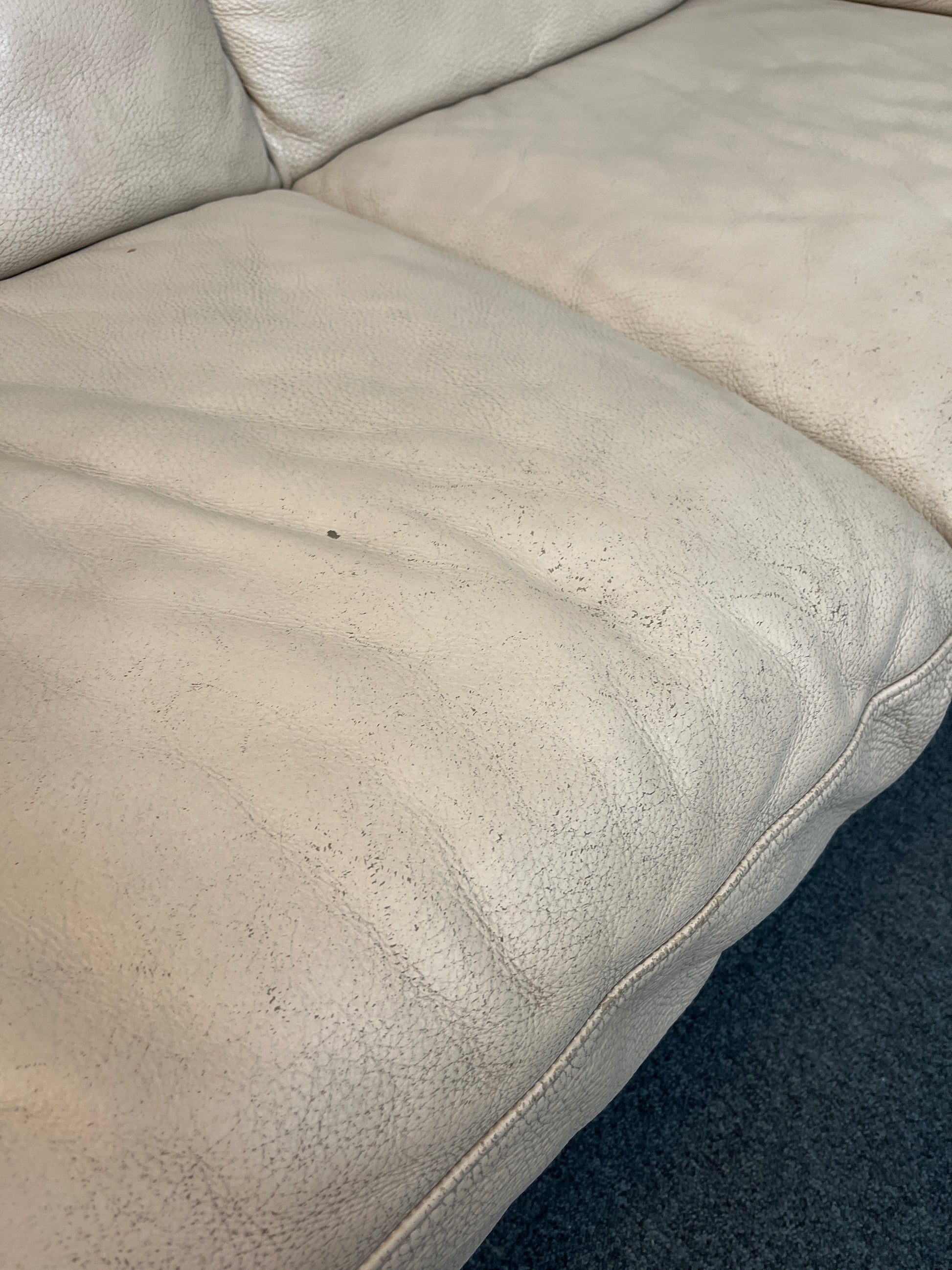 Real cream leather three seater sofa (width 190 x Depth 90 cm) 3126