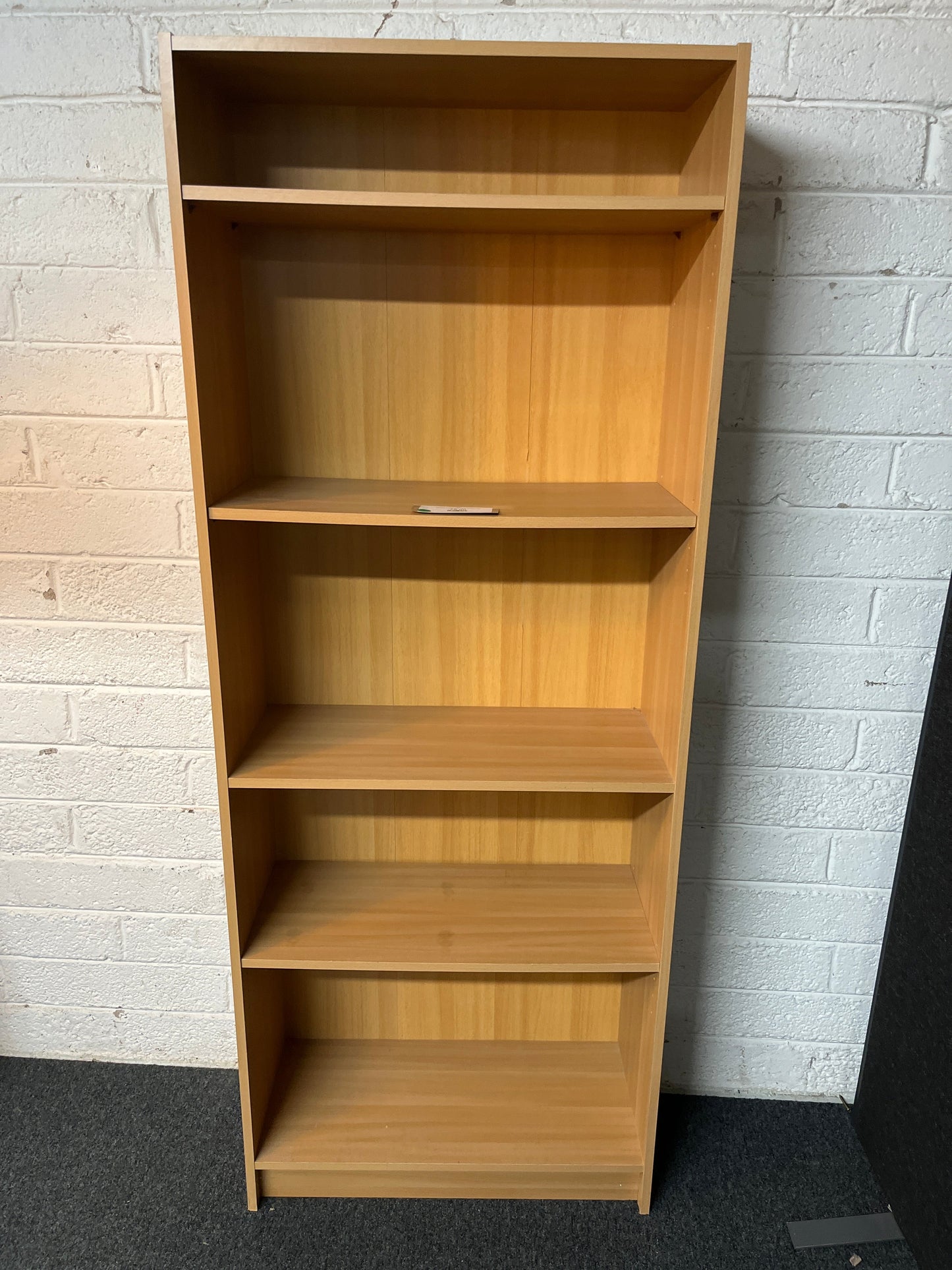 Tall beech laminate open fronted bookcase with adjustable shelves (H 176 x W 68 x D 30 cm) 2225