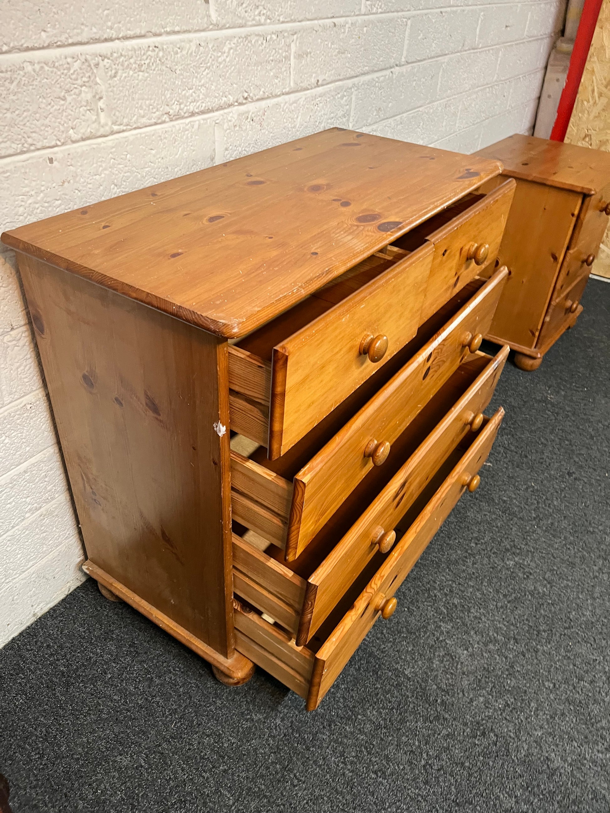 Natural pine 3+2 pine chest of drawers (H 73 x W 82 x D 39 cm) 1325