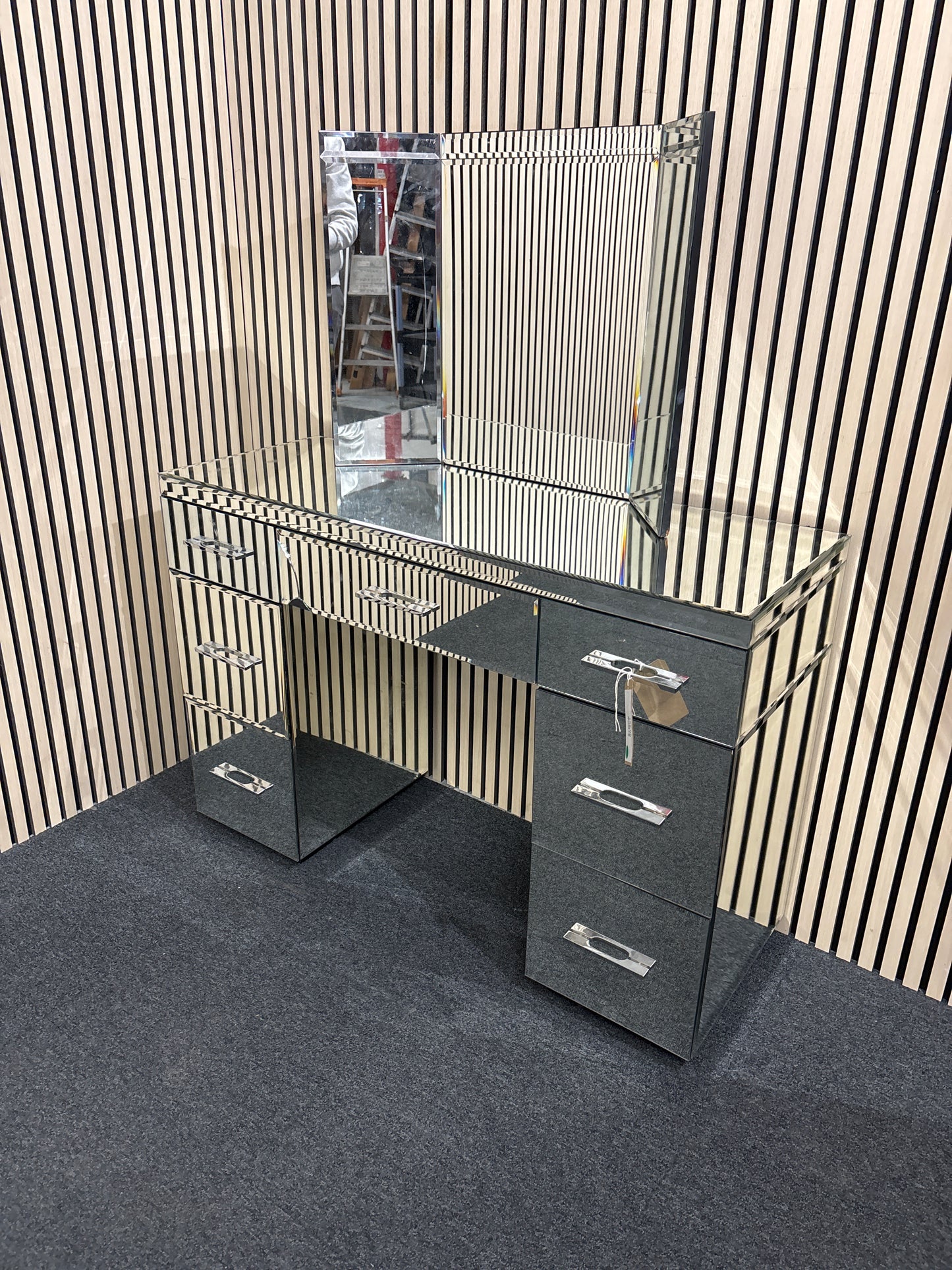 Polished glass 7 drawer bedroom dressing table 3325