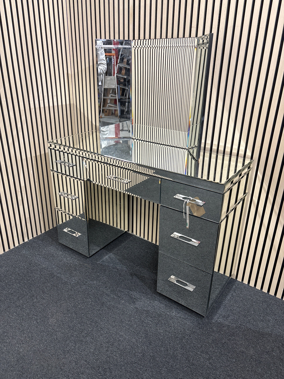 Polished glass 7 drawer bedroom dressing table 3325