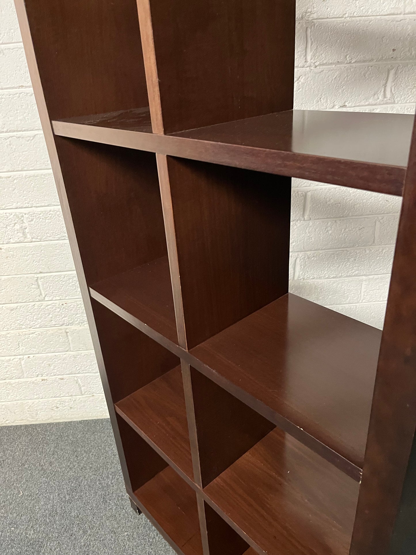 Tall dark wood stained 10 section bookcase  (H 202 x W 82 x D 30 cm) 2225