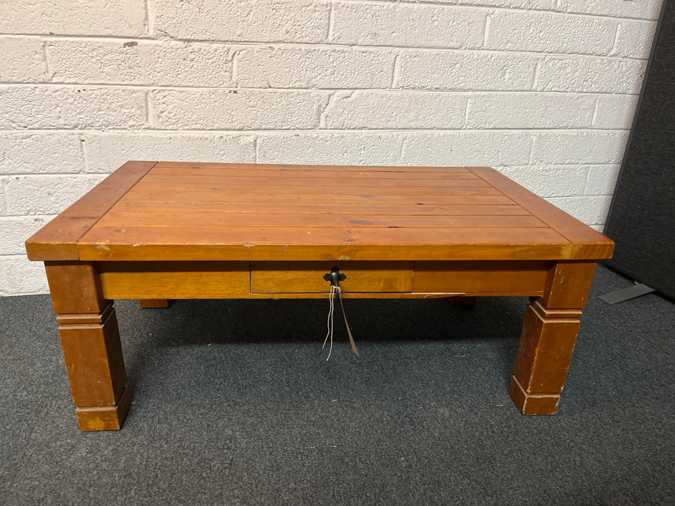 low pine 1 drawer coffee table (H 65 x W 90 x D 45 cm) 3225