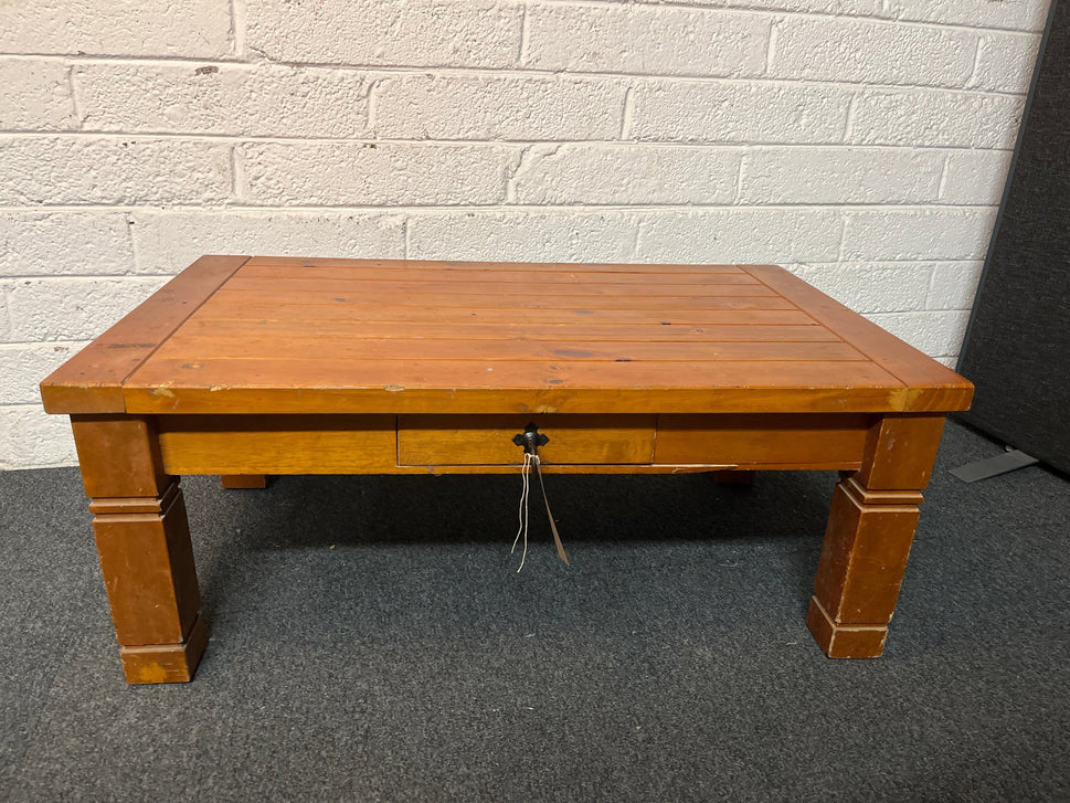 low pine 1 drawer coffee table (H 65 x W 90 x D 45 cm) 3225
