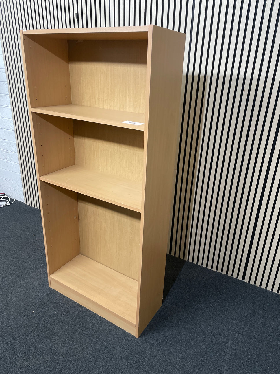 Tall slim beech open shelf unit 76Wx31Dx162H